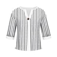 thumbnail image 5 of VEKDONE Womens 3/4 Sleeve Tops Striped Color Block Tunic Tops Summer Button Down V-Neck Blouse Casual Lightweight Comfy Shirts Fashion Clothes White XXL, 5 of 5