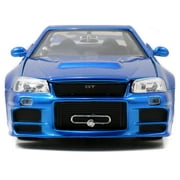 Fast & Furious 1:24 Brians 2002 Nissan Skyline GT-R R34 Die-cast Car Play Vehicles, Blue