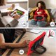 thumbnail image 5 of Funda Resistente a Golpes para iPad Air 13 2025 / 2024, Funda Protectora de Silicona Anti-caída + Capa de PC con Soporte de Asa Cuadrada Giratoria de 360° y Correa para el Hombro, Rojo, 5 of 7