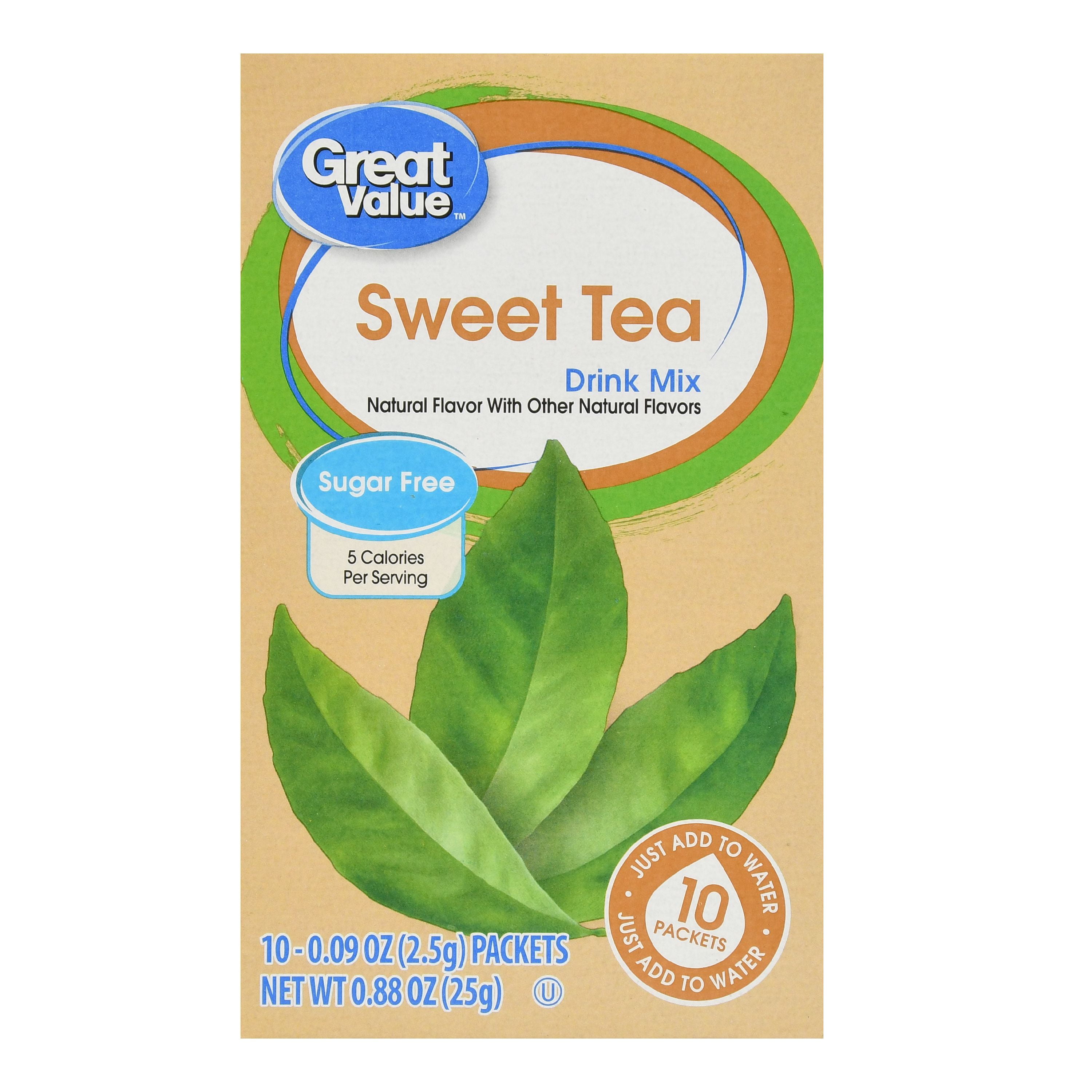 Great Value Sugar-Free Sweet Tea Drink Mix, 0.09 Oz., 10 Count
