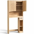 thumbnail image 4 of Ktaxon Large Fluted Over the Toilet Bathroom Storage Cabinet Space Saver, Oak, 4 of 20