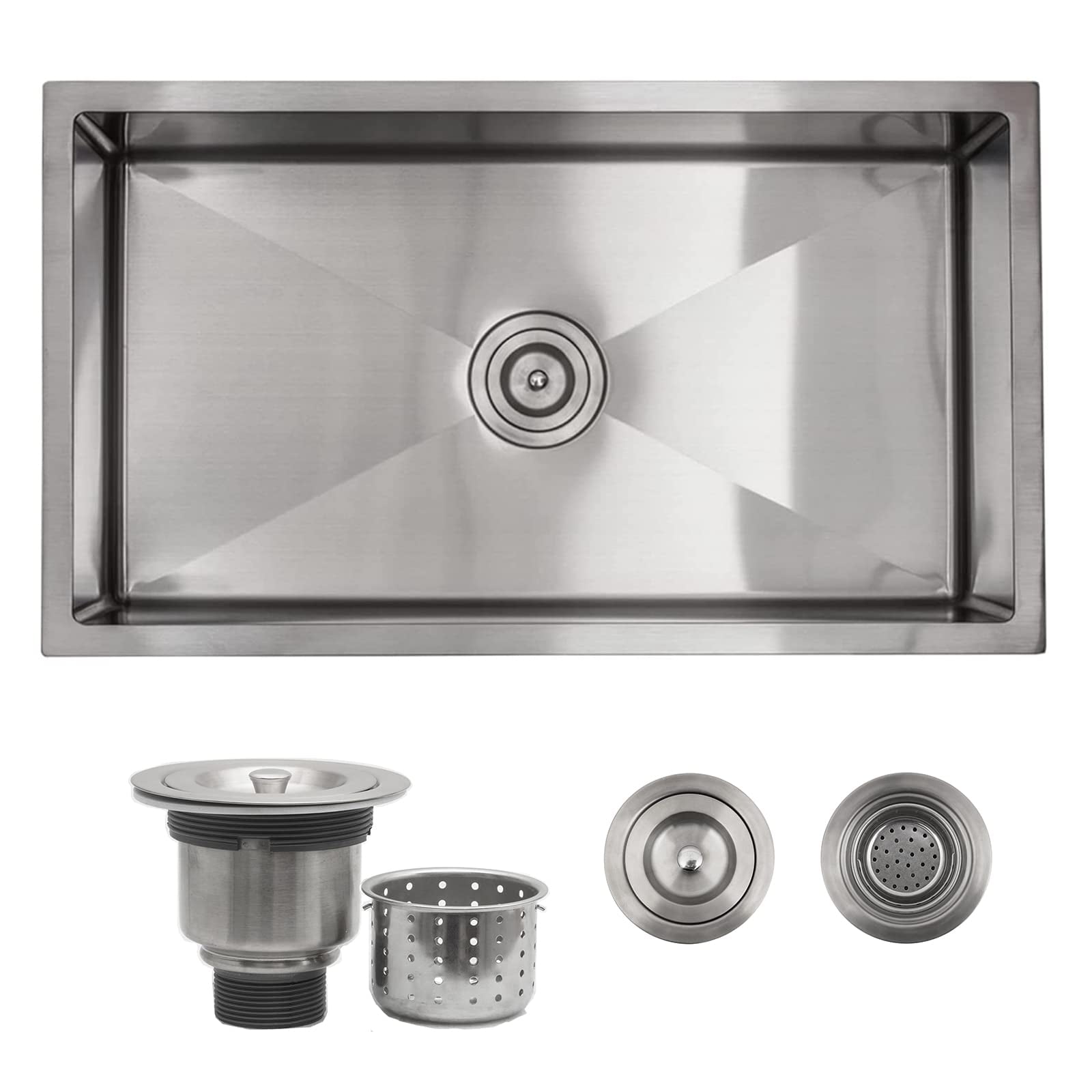 Strictly Sinks 31 ½ Inch Stainless Steel Undermount Kitchen Sink 16