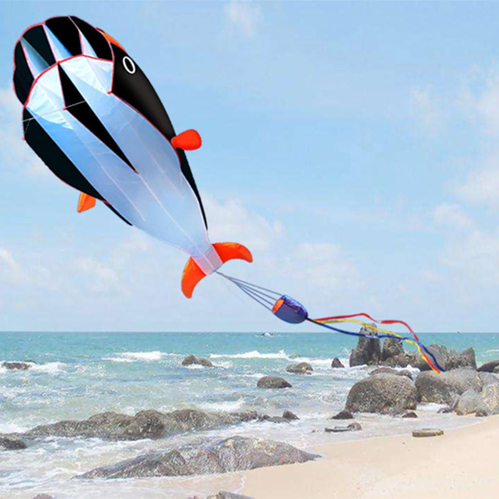 DimyFew 3D Dolphin Kite Childhood Dolphin Orange Soar Priceless Parafoil Gift for Sports black