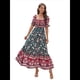 thumbnail image 3 of Vestido Informal, Fluido, con Estampado Floral Bohemio, Hombros Descubiertos, para Mujer (Verano 2025) Fondo Negro XXL, 3 of 9