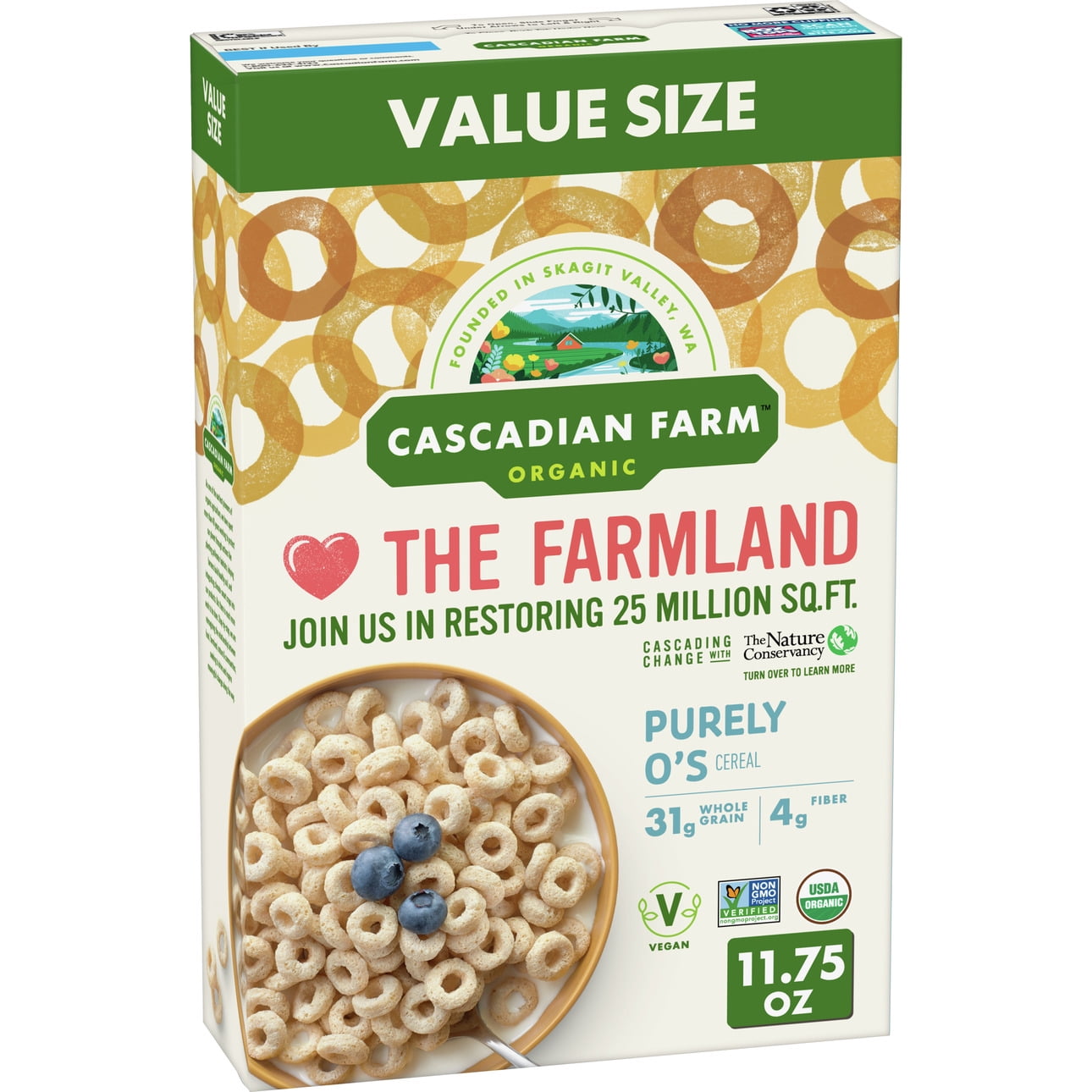 Cascadian Farm Organic Cereal, Purely O's, 11.75 oz.