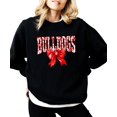thumbnail image 2 of Trendy Bulldogs Sweatshirt for Women and Youth Girls Red Bow School Football Team Spirit Sweater Black Sweatshirt Adult Large, 2 of 4