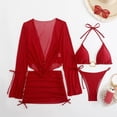 thumbnail image 3 of UTSJKR Women's 2026 New Fashion 4 Piece Matching Bikini Set, Trendy Cross Border Bathing Suit, Holiday Resort Beachwear Red S, 3 of 8