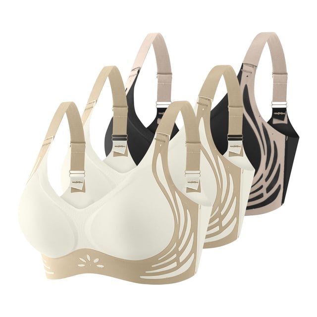 Brasier Tela de Mantequilla Tela de Mantequilla 3 Piezas de Sujetador Grande con Hebilla Frontal y Borde de Encaje para Mujer, sin Aro de Acero, Ajuste sin Costuras para Yoga y Dormir Grande