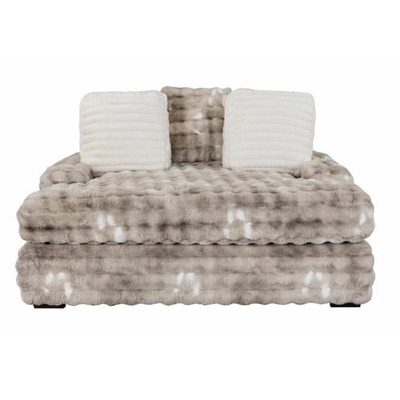 Pemberly Row Contemporary Fabric Lounger Sofa with USB in Gray