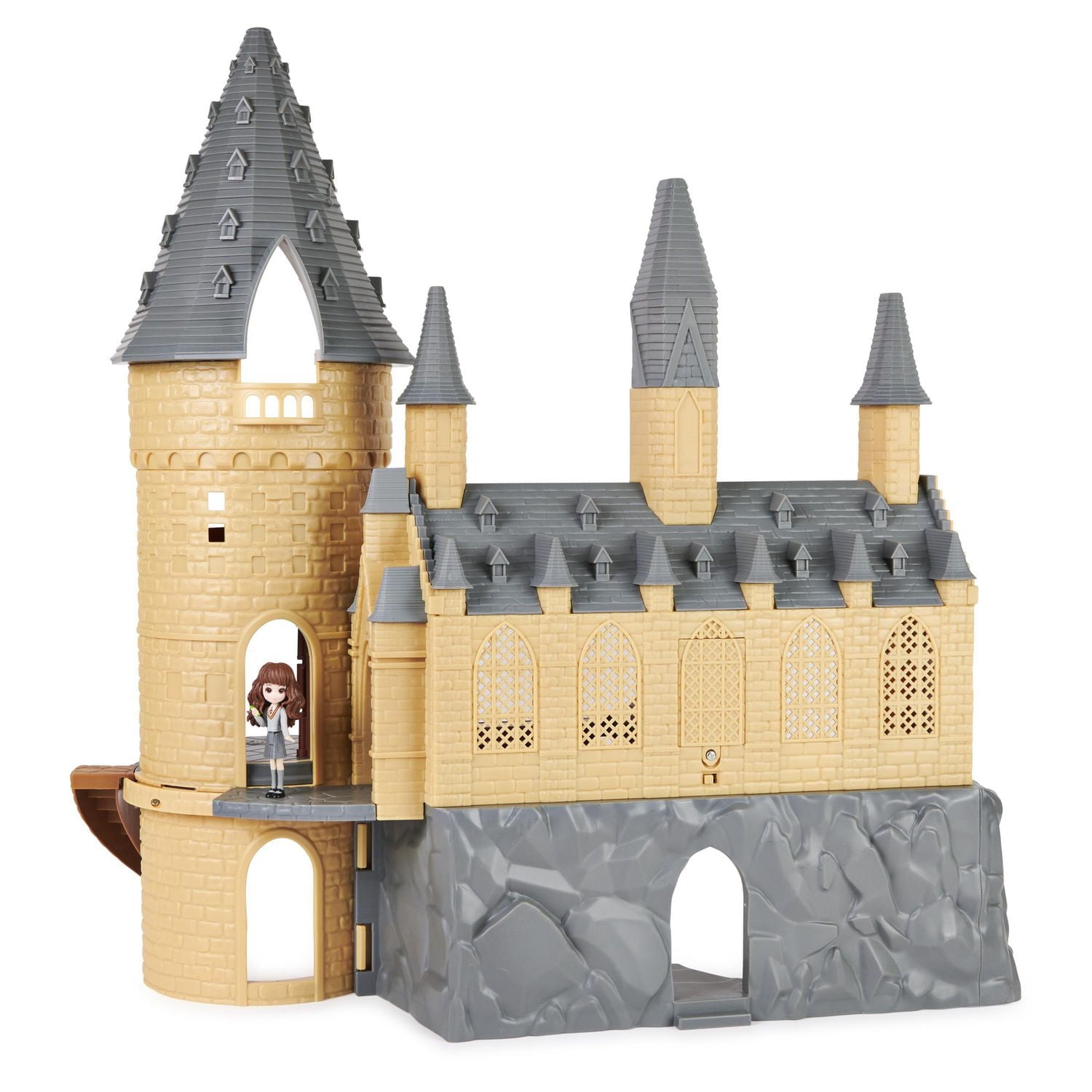 Wizarding World, Magical Minis, Château de Hogwarts avec 12 accessoires, effets lumineux et sonores et poupée Hermione exclusive, jouets pour les enfants à partir de 5 ans