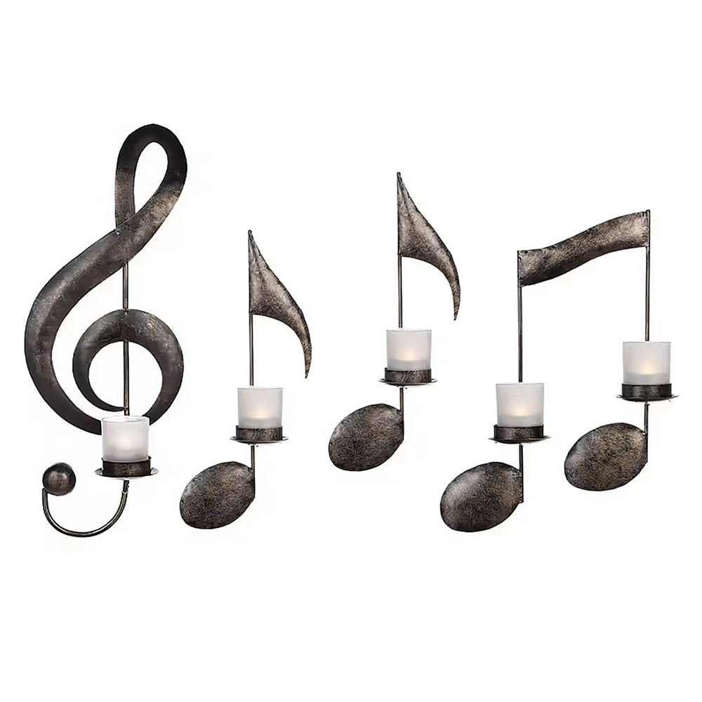 4Pcs Music Note Candle Holder Metal Musical Symbol Decoration Elegant Wall Music Note Candle