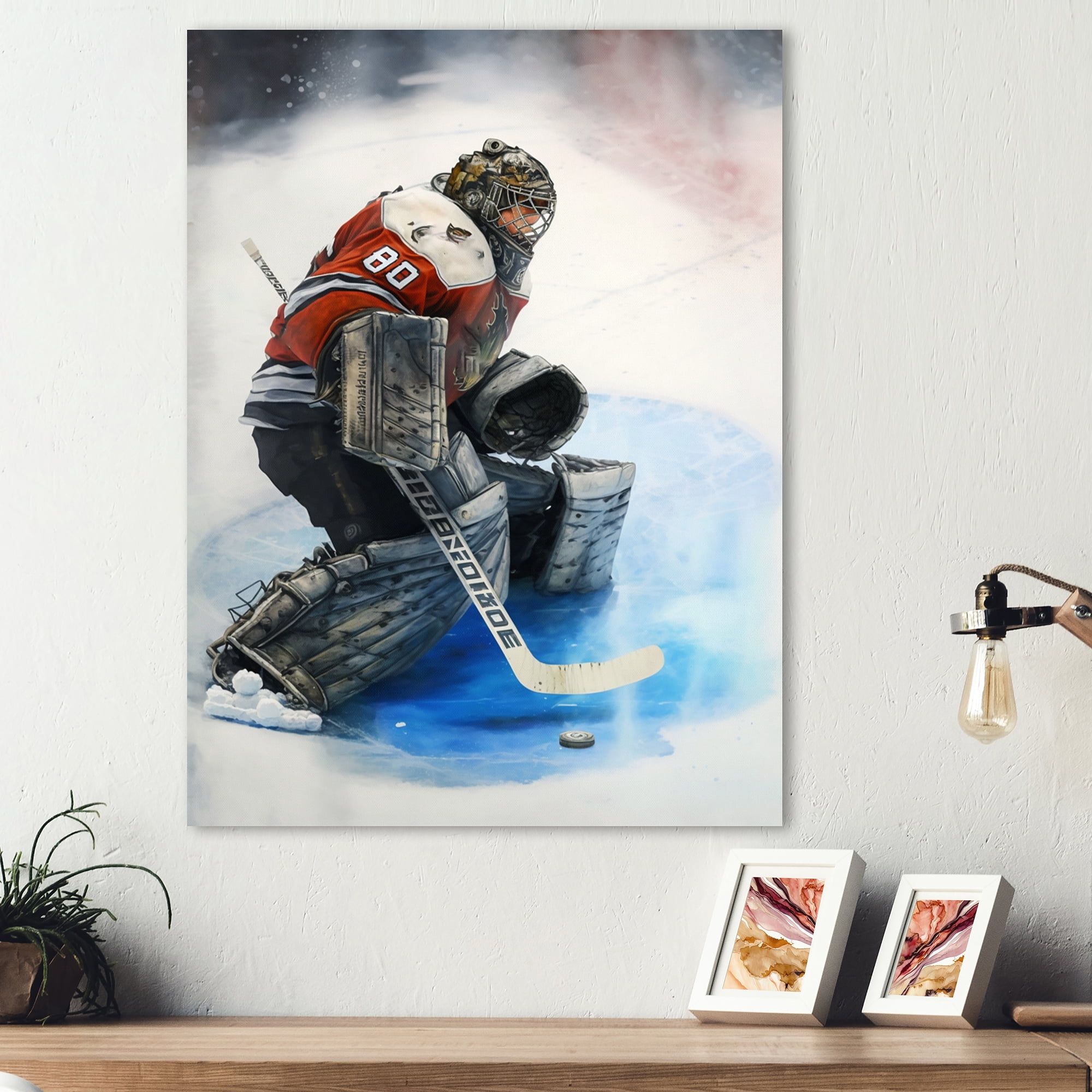 Designart Hockey Goalie During Game I Canvas Wall Art