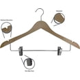 thumbnail image 5 of USTECH Gancho con Forma de Arco y Pinzas, con Acabado de Madera Resistente para Trajes, Pantalones y Faldas, Ahorra Espacio en el Armario con Muesca en el Hombro para Vestidos con Tiras, Paquete de 20, 5 of 5