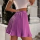 thumbnail image 3 of Mini falda de las mujeres elástico moda romántica color sólido alta cintura plisada mini falda corta, 3 of 6
