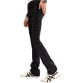 thumbnail image 3 of NOVASTILE Men's Slim fit Straight leg Stretch Denim Jeans Cargo Pockets Distressed All Over Frayed Ripped Patchwork Stacked Design Streetwear Statement Pants M5 Black 28, 3 of 5