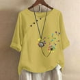 thumbnail image 1 of Vedolay Summer Tops omen Lace Short Sleeve Shirts Casual Tops Crew Neck Tee Shirt,Yellow XXL, 1 of 4
