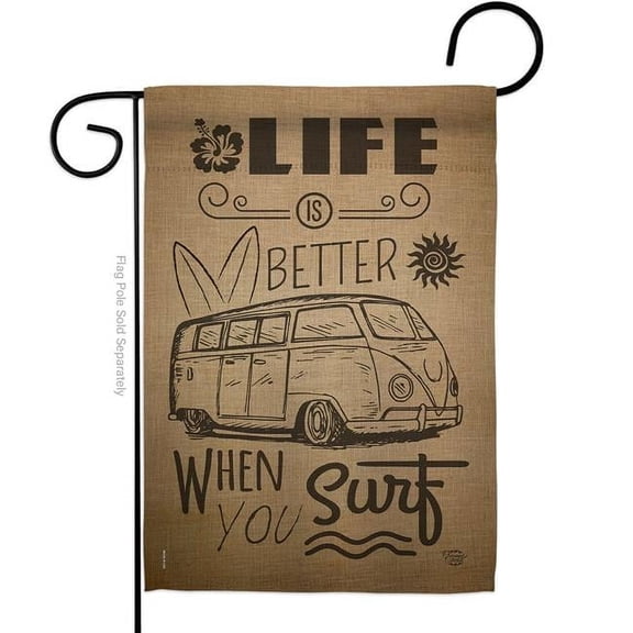 Ornament Collection G191193-BO Life is Better When you Surf Kombi Bus Sports 13 x 18.5 in. Double-Sided Decorative Vertical Garden Flags for House Decoration Banner Yard Gift