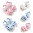 thumbnail image 2 of Toddler Girl Newborn Baby Ruffled Sandals Summer Canvas Moccasin Shoes Prewalker, 2 of 4