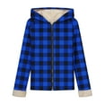 thumbnail image 7 of Xuniizn Womens Plaid Shacket Jacket Long Sleeve Zip Up Fleece Hooded Shirt Jackets Fall Winter Thick Warm Coat, 7 of 7