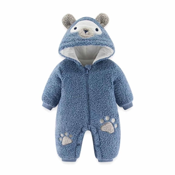 XMMSWDLA Baby Outerwear Baby Boys Girls JHooded Clothes Zipper Clothes One Piece Outfits Warm Animal Ear Clotheses for Infant Toddler Baby