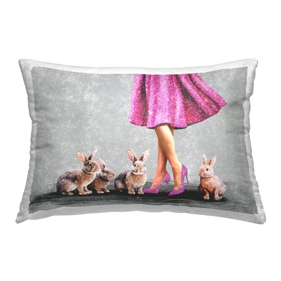 Stupell Industries Chic Woman with Rabbits Decorative Printed Throw Pillow Design by Svetlana Aleynikova.