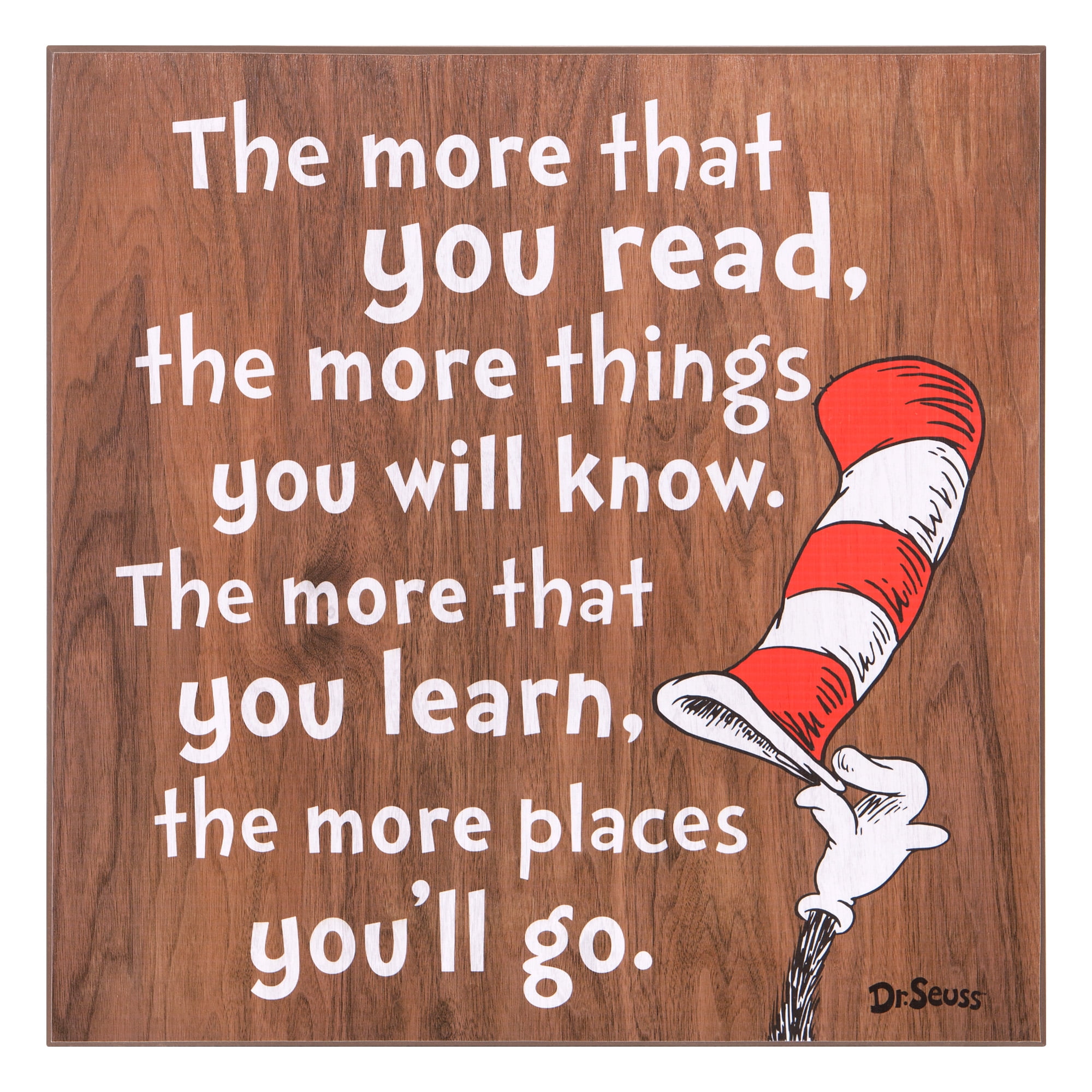 18x18 Dr. Seuss The More You Read Cat In The Hat Wood Wall Art