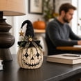 thumbnail image 6 of Halloween Pumpkin Decor Set, 10"Fall Decor,Halloween Decorations, Small Witch Hat Pumpkin Figurines with Bow, Lace and Star, Vintage Farmhouse Halloween Tabletop Decor for Home Party Indoor Display-B, 6 of 16