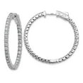 thumbnail image 5 of 14K White Gold Diamond Round Hoop with Safety Clasp Earrings, 5 of 7