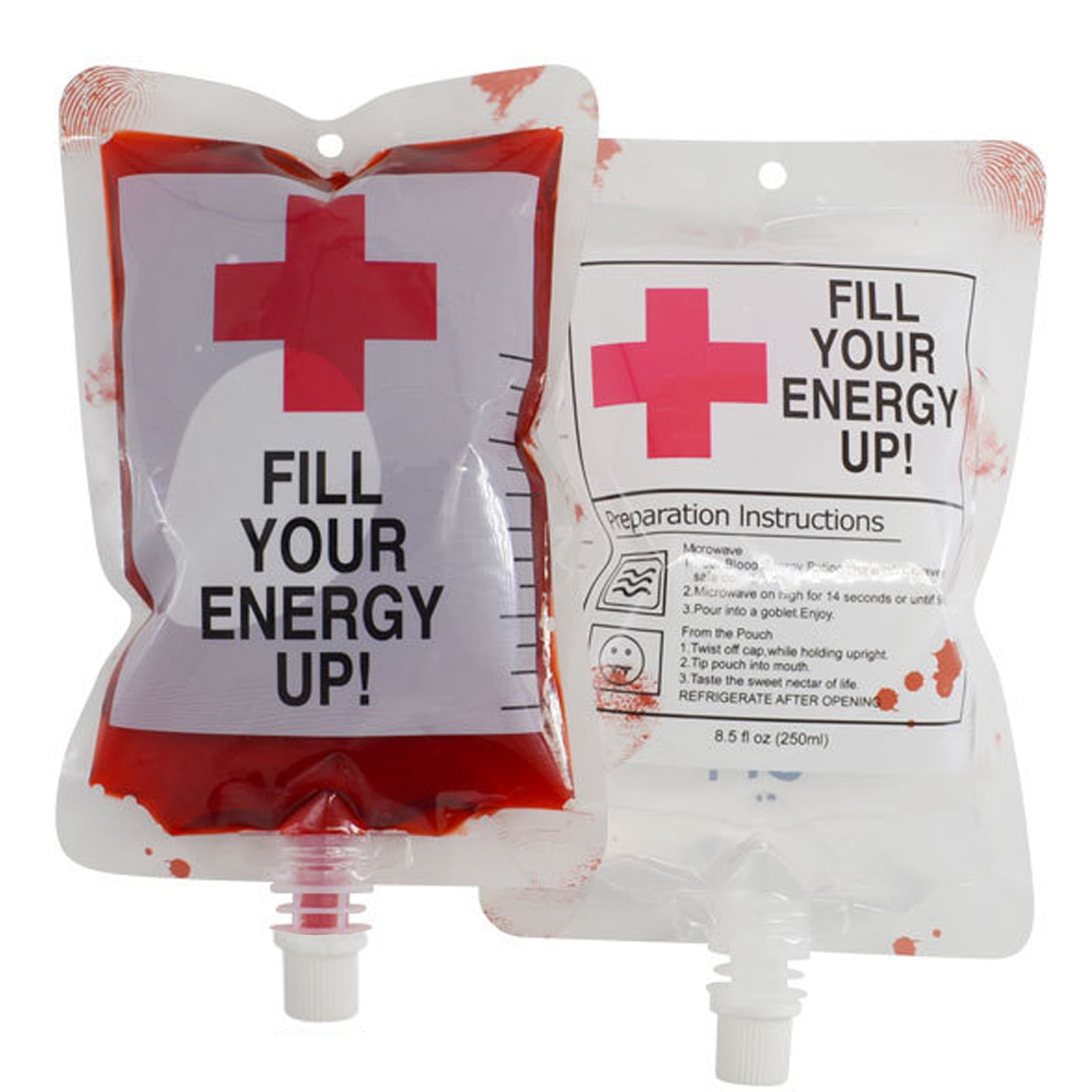 20pcs Reusable Energy Drink Blood Bags Containers Drink Pouches Gag for for Zombie Vampire Party Theme Party Supplies Blood Bags for Drinks