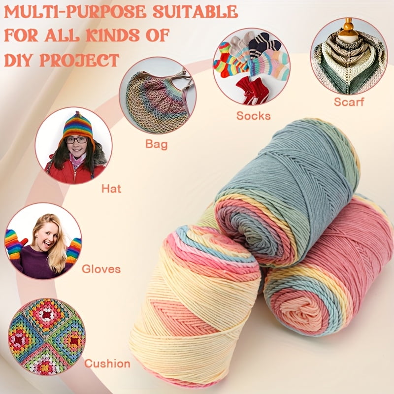 WatDenyFine Pastle Gradient Cake Yarn Gift Set, 4 Ombre Cotton Blend Yarn Cakes, Soft Knitting & Crochet Kit for Shawls, Scarves, Perfect Gift for Crafters
