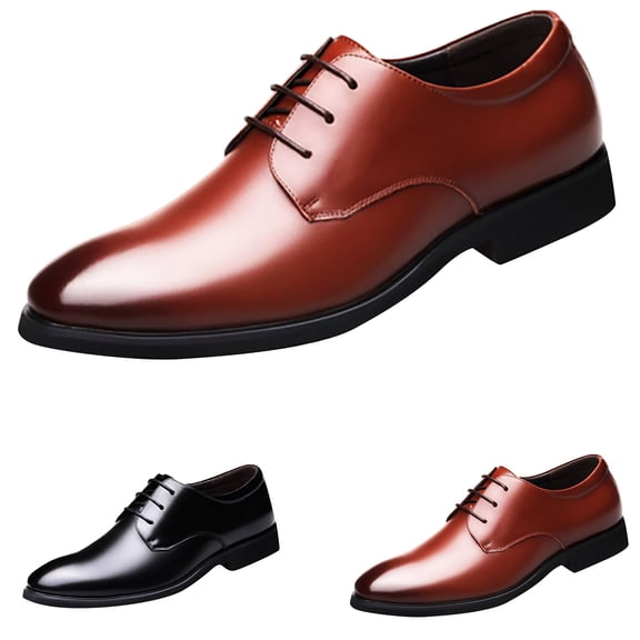 AUDeals Men's Dress Shoes, Oxford Style Formal Shoes with Invisible Height, Lace Up Casual Uniform and Wedding Wear