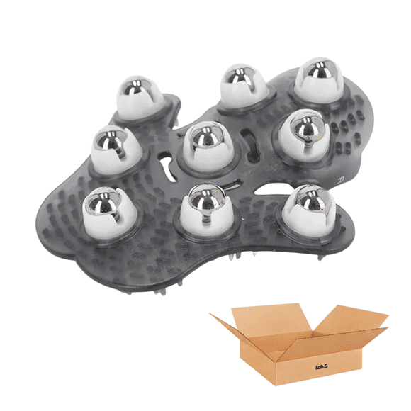 Guante Masajeador Lab.G De Silicona, 9 Balines, Relajación Gris Oscuro