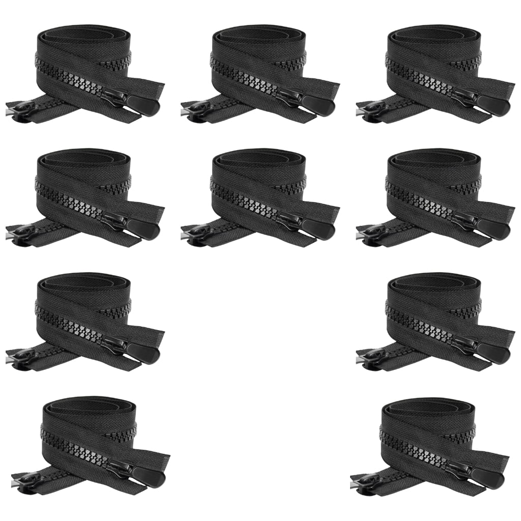 10 Pcs Zips Separable with Double Pull #10 Large Zippers Heavy Duty Separating Zippers for Clothes Jackets Coat