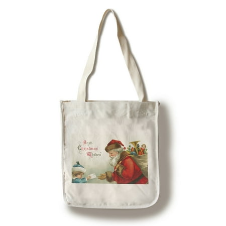 Best Christmas Wishes Little Boy Giving Santa a Letter (100% Cotton Tote Bag - (Best Tote Bags For Work 2019)