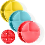 WeeSprout Suction Plates with Lids for Babies & Toddlers, 100% Silicone, Dinnerware Stays Put, 3-Pk
