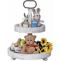 2 Tier Tray Rustic Cake Stand Farmhouse Kitchen Decor Centerpiece,Farmhouse Serving Tray with Handle for Coffee Bar$$Home Decor, Kitchen, & Other