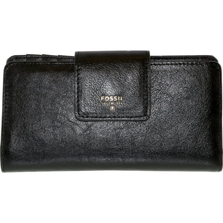 Fossil Women&#39;s Sydney Tab Clutch Leather Wallet Baguette - Black - 0