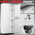 thumbnail image 2 of DNA Motoring 73" White Lockable Metal Storage Cabinets w/ Drawer&Adjustable Shelves& Wheels, 2 of 7