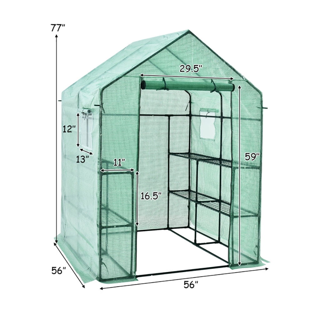 Resenkos Walk-in Greenhouse,Plant Gardening Green House,Walk-in Greenhouse 56 x 56 x 77 Inch Gardening with Observation Windows