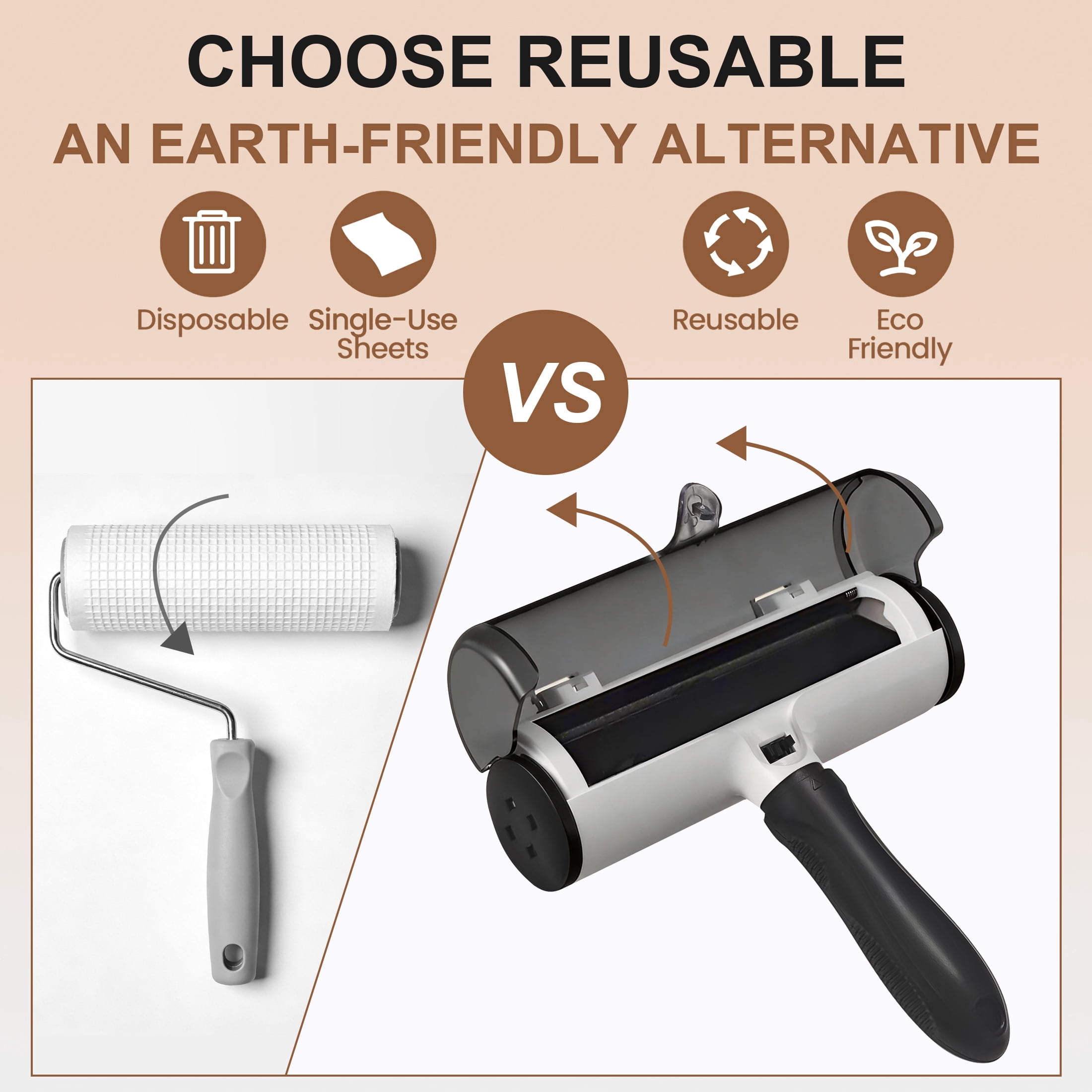 Reusable Pet Hair Remover Roller, No Refills Lint Roller for Dog Cat Fur, Portable Lint Remover for Couch, Carpet, Bedding, Clothes and Car Seat