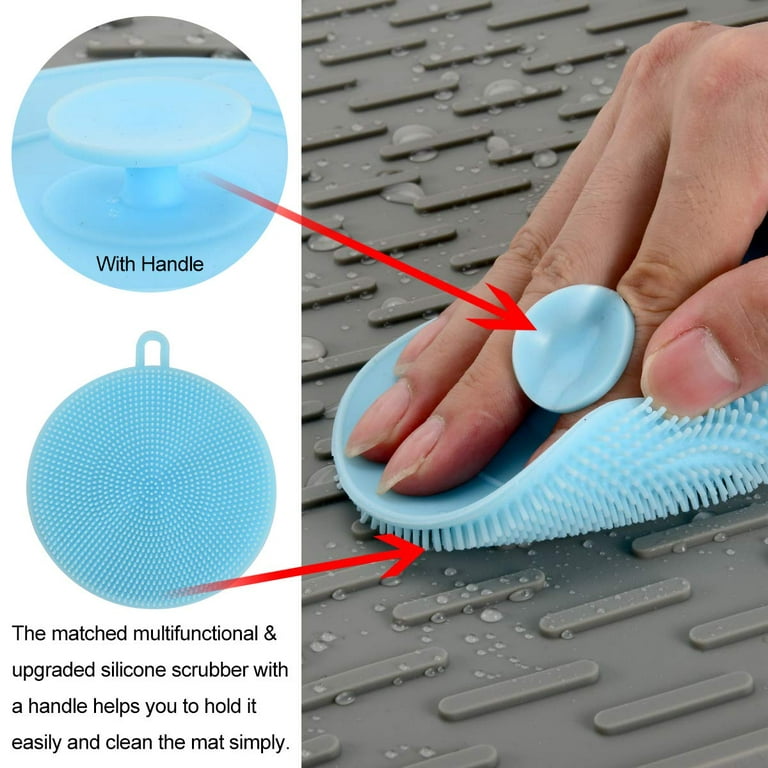 Orblue Silicone Dish Drying Mat Gray Kitchen Countertop Drain Mat 