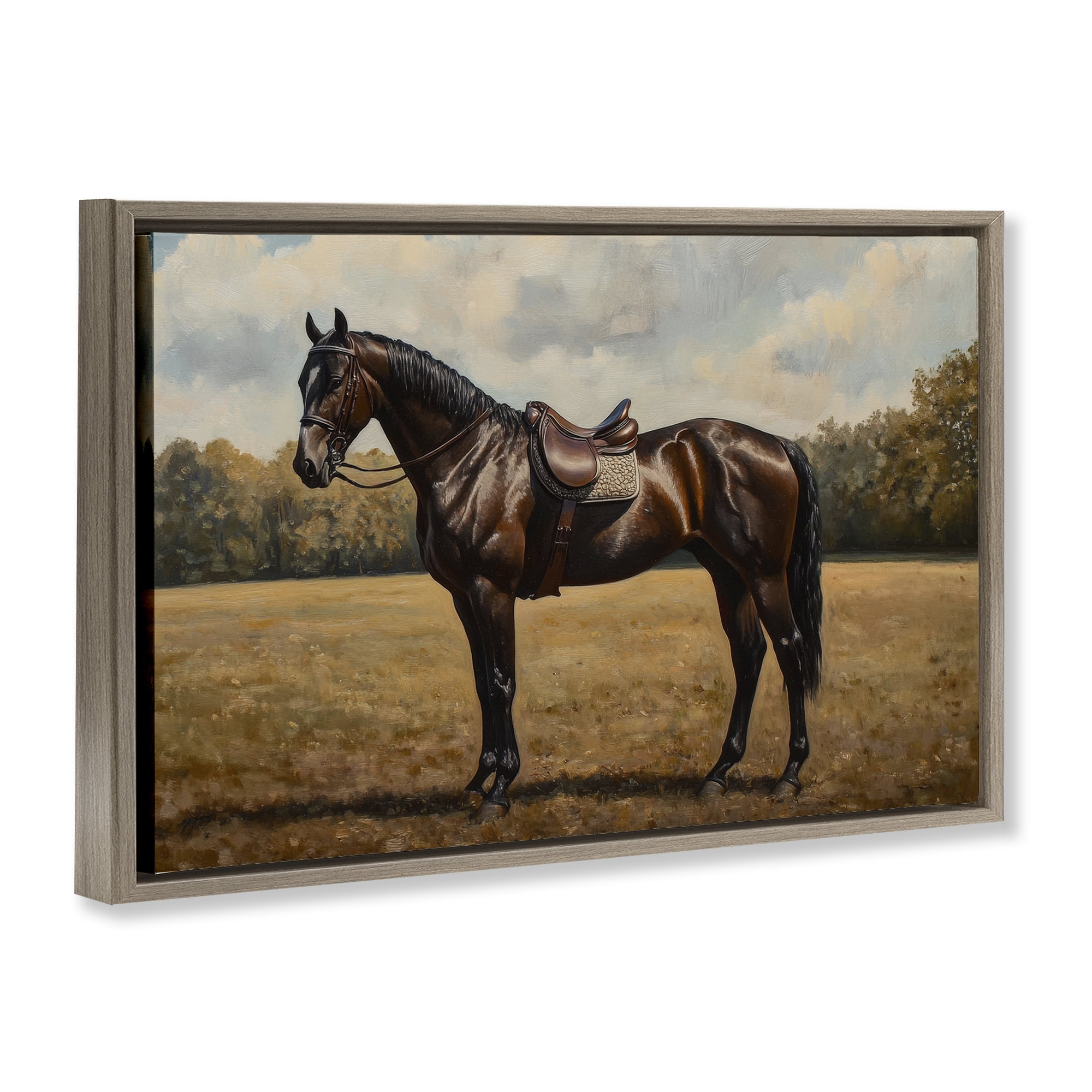 Stupell Industries Dark Brown Pony Portrait Brown Framed Floater Canvas Wall Art, design by Petal Prints Design