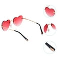 thumbnail image 3 of 1 pieza de gafas de sol sin marco con bordes gruesos y forma de corazón ondulado., 3 of 6