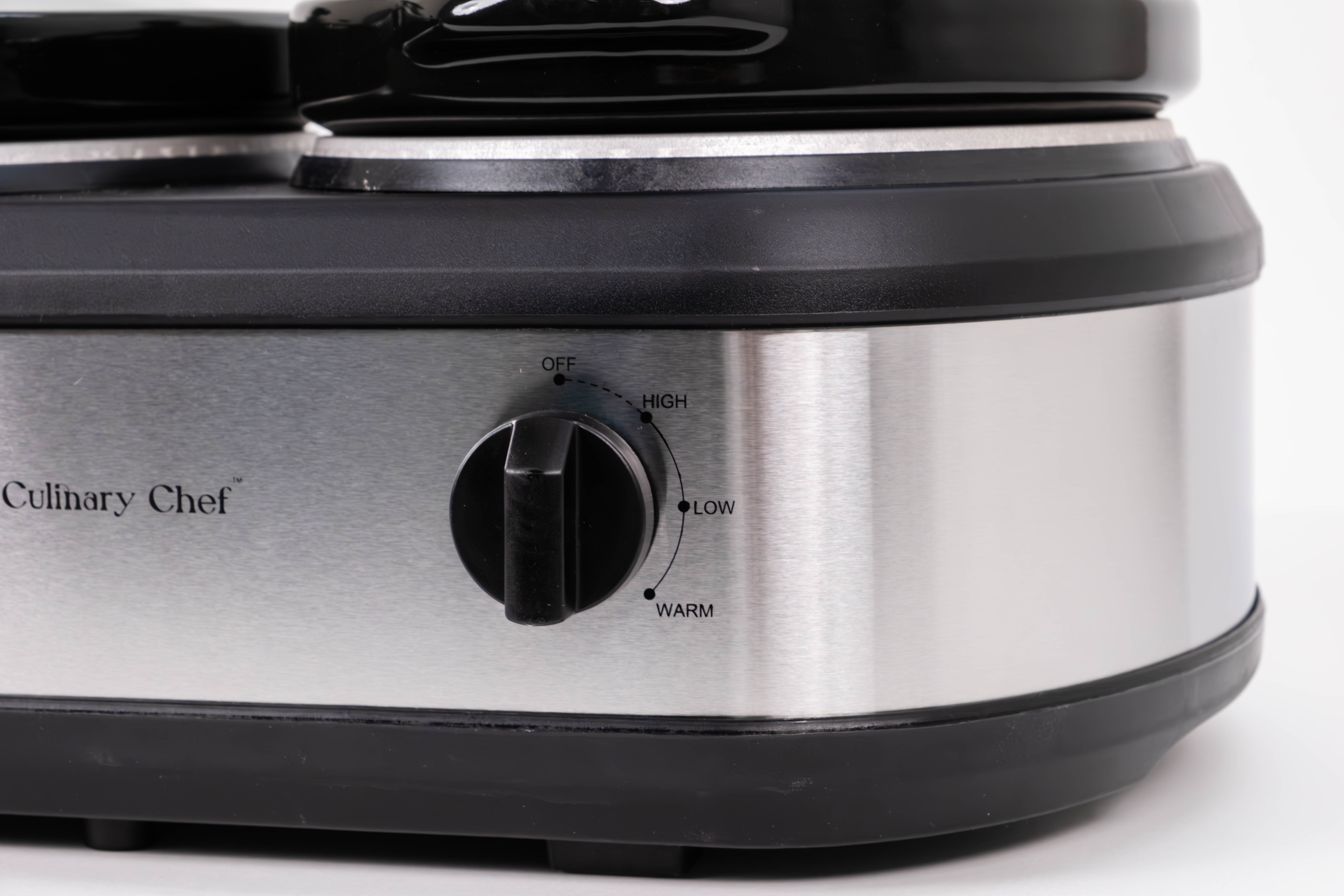 Culinary Chef 3 x 2.5 Qt. Triple Slow Cooker, Individual Temperature Controls, Tempered Glass Lids, Stainless Steel