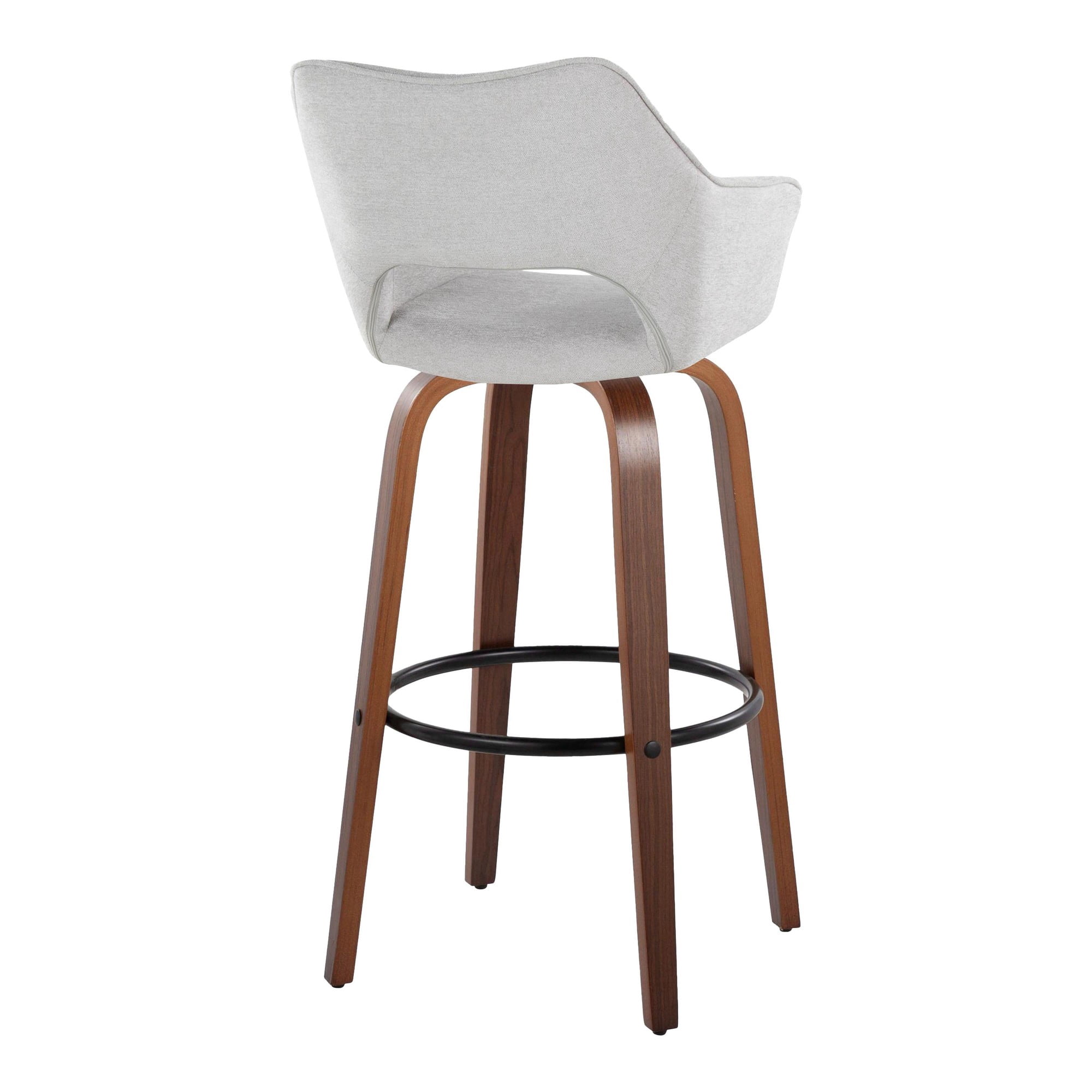 Mustang 30" Fixed-Height Barstool Set of 2, Bar Stools Swivel, Bar Chairs, Swivel Bar Stools Set of 2 with Back, Bar Stools for Kitchen Island (Grey Fabric)