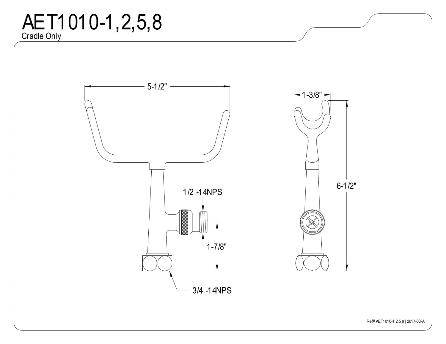 Aqua Vintage AET1010-8 Clawfoot Tub Faucet Cradle, Brushed Nickel