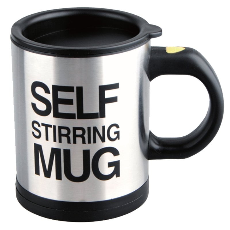 SELF STIRRING MUG MIXING LAZY COFFEE TEA STIR NOVELTY OFFICE WORK FUN BN 
