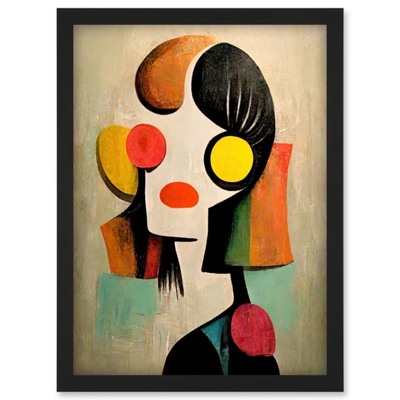 Minimalist Abstract Pop Art Portrait Artwork Framed Wall Art Print A4
