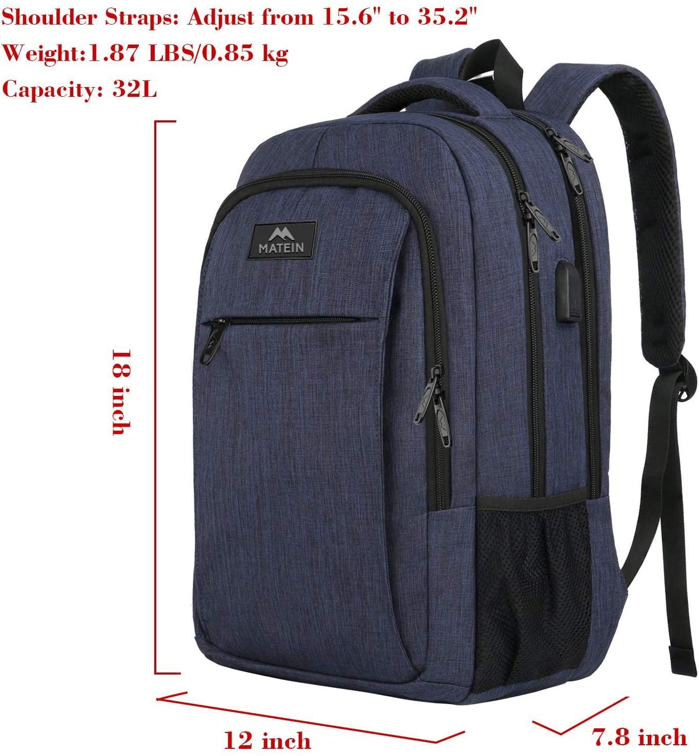 Matein 15.6 Inch Laptop Backpack with USB Charging Port,Slim Travel Backpack with Laptop Compartment for Men and Women,Water Resistant College School BookBag Computer Bag for Girls and Boys - Walmart.com Matein 15.6 Inch Laptop Backpack with USB Charging Port,Slim Travel Backpack with Laptop Compartment for Men and Women,Water Resistant College School BookBag Computer Bag for Girls and Boys - Walmart.com