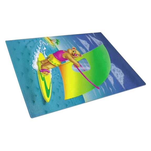Caroline's Treasures Teddy Bear Sailing Glass Cutting Board Large